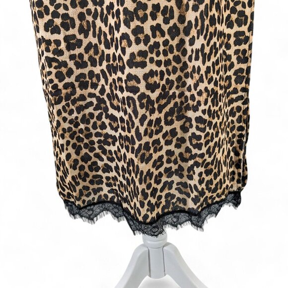 ASOS Design Lace Trim Midi Slip Dress Animal Leopard Print Size 2 - Picture 4 of 9